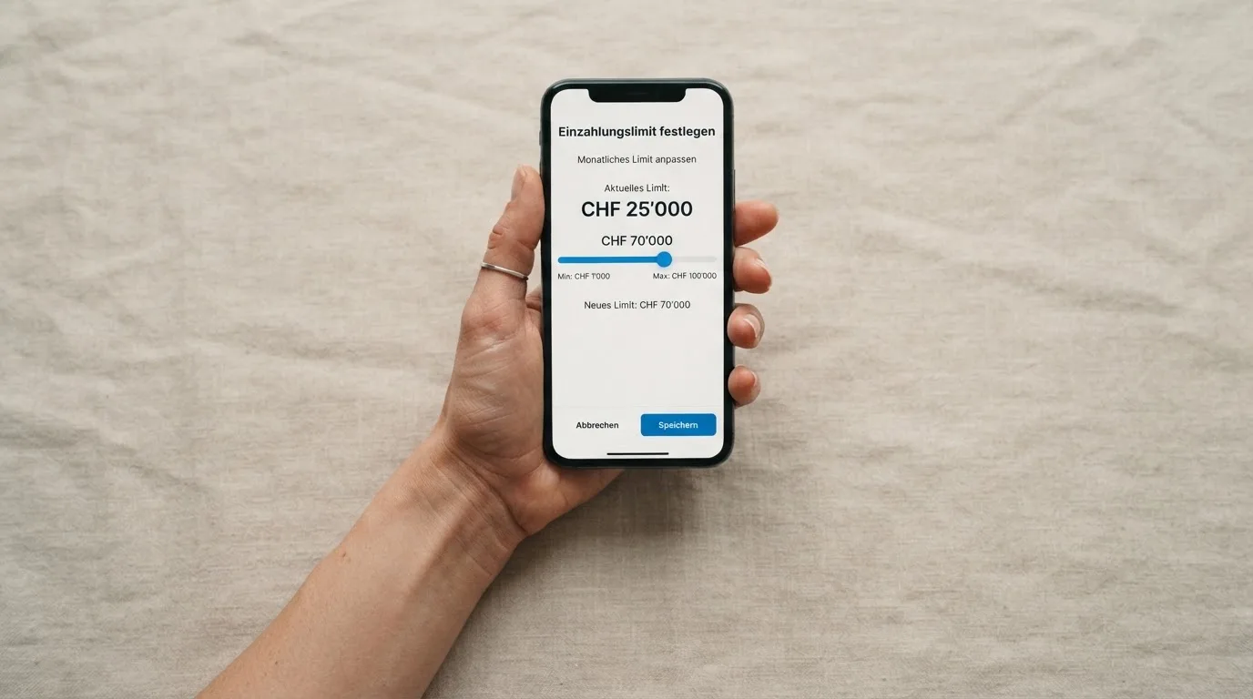 Hand hält ein Smartphone mit einem Formular zur Einzahlungsgrenze, ruhige Stimmung — beste online casino ausland