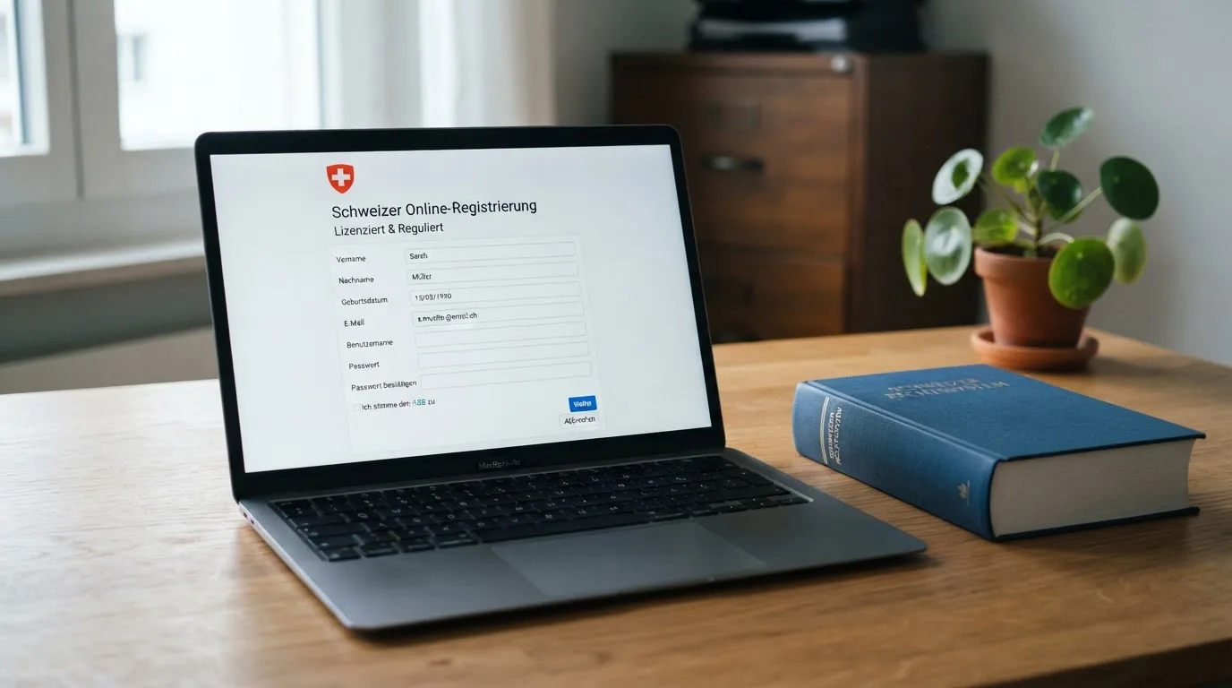 Amtliches Schreiben mit Stempel auf einem Schreibtisch neben einem Gesetzbuch — beste online casino schweiz