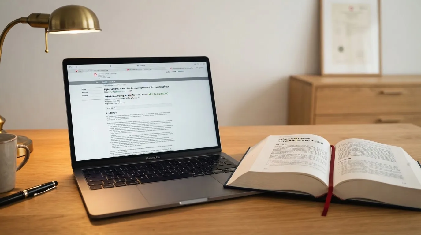 Amtliches Schreiben mit Stempel auf einem Schreibtisch neben einem Gesetzbuch — bester willkommensbonus online casino