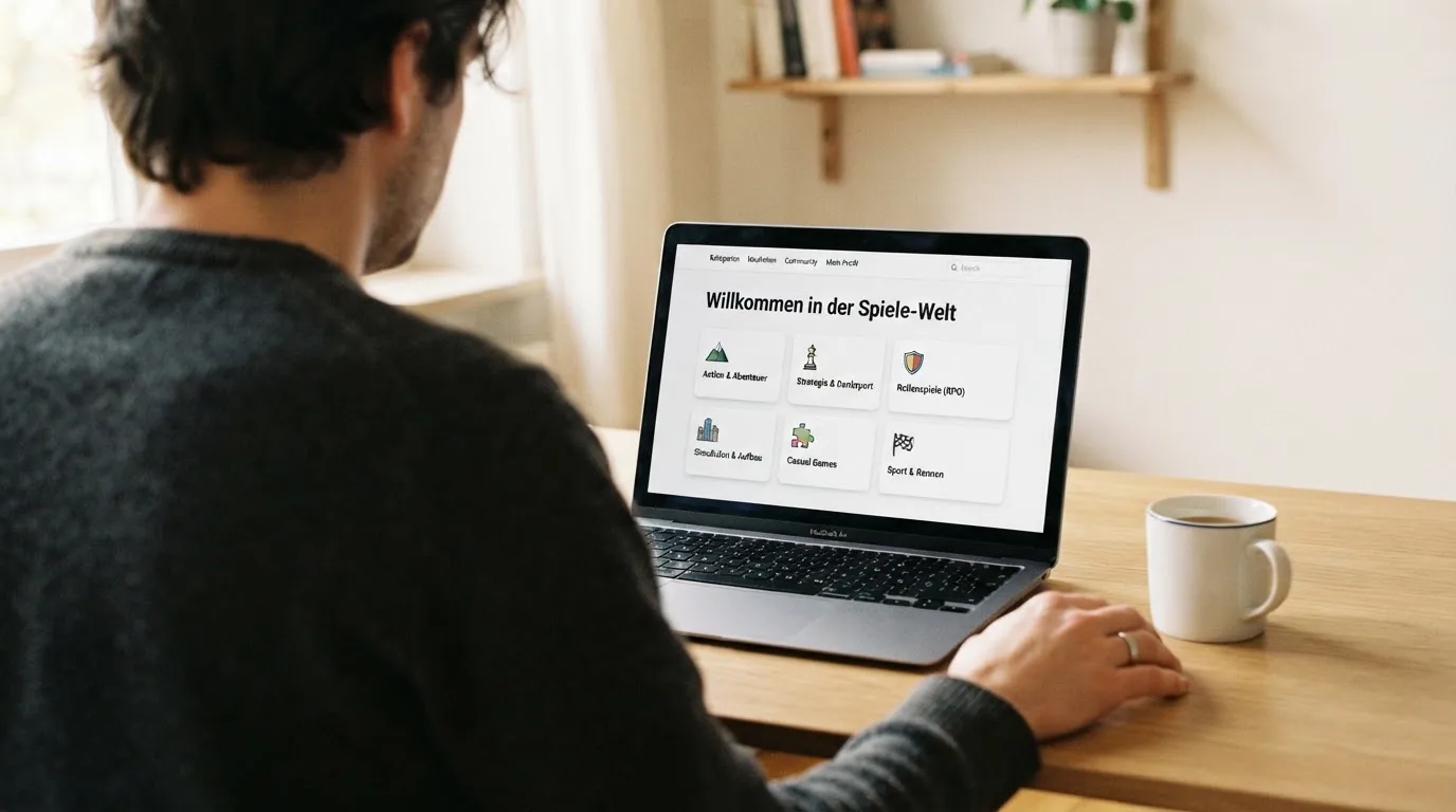 Person am Laptop liest eine Übersichtsseite zu Geldspielen im Internet — handy casino echtgeld bonus ohne einzahlung