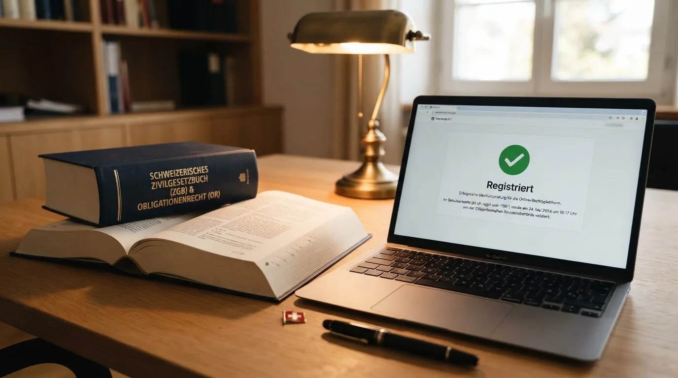 Amtliches Schreiben mit Stempel auf einem Schreibtisch neben einem Gesetzbuch — online casino gutschein codes